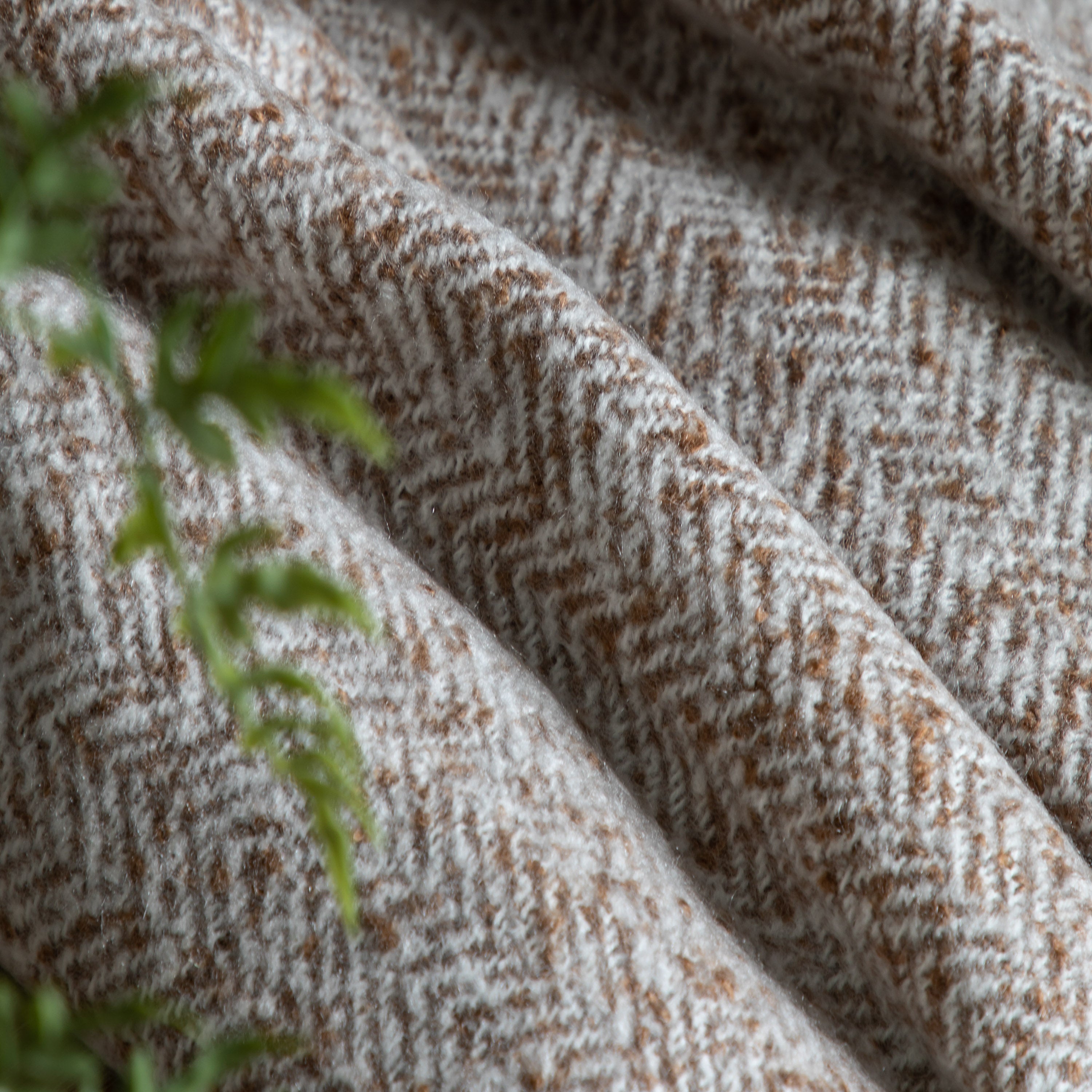 Herringbone Faux Mohair Throw Tan